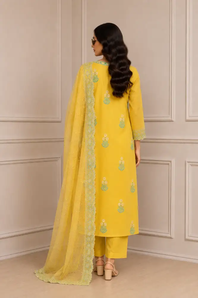 Women's Cotton Blend Straight Hand Block Printed Kurta with Pant & Dupatta Back